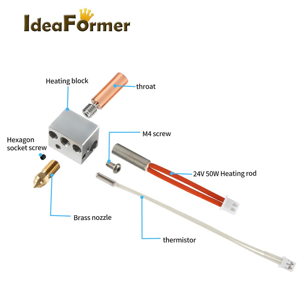For Elegoo Neptune 4 Hotend 24v 50w Elegoo Neptune 4 Pro Hotend Upgraded Heat Break Heater Block Brass Nozzle Heating Rod Parts