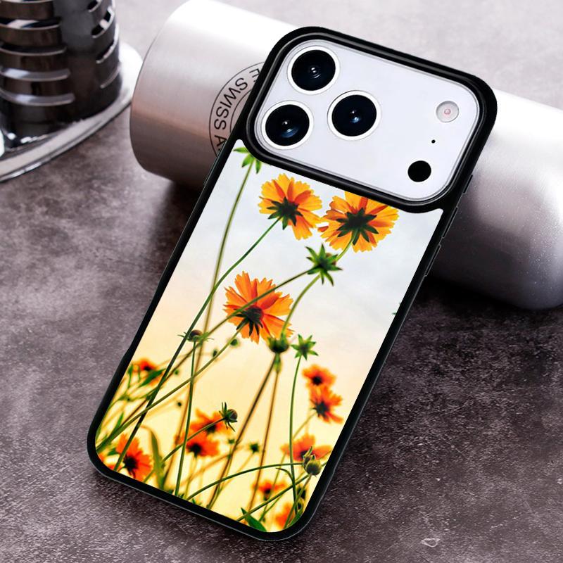 Желтые Цветы Космоса Лавандовый Чехол для Телефона Для iPhone 17,16e,15,14,13,12,11,Mini,Pro,MAX Мягкий Силиконовый Чехол