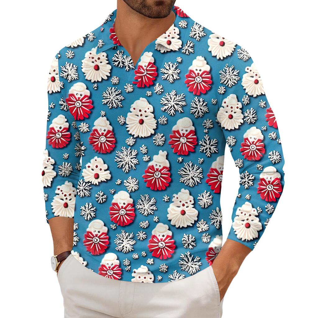 Men's Casual Collared Long-Sleeve Knit Base Layer Top