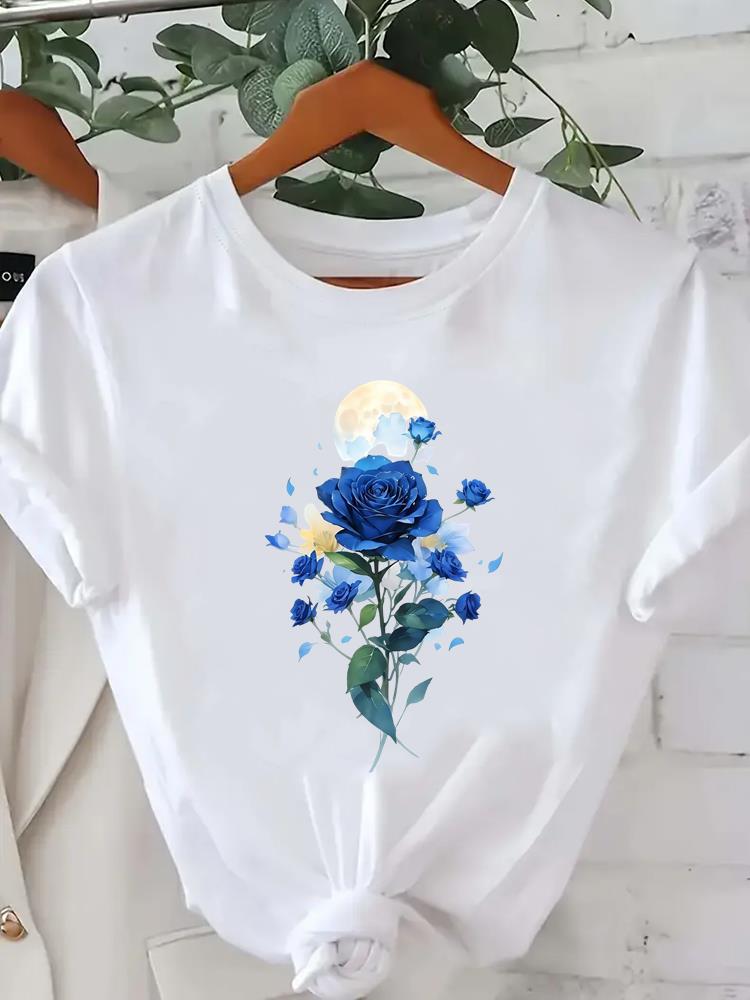 (Asian Size) Feather Style Cute Women Printed Lady Casual Short Sleeve T Tee Top Clothing Shirt Fashion Female Graphic T-shirts