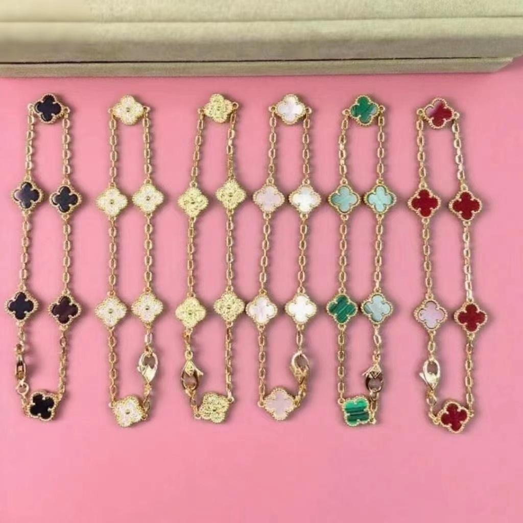 Высококачественный мини-браслет с четырёхлистным клевером из красного агата с шестью цветками, женский, знаменитость, элитный, женский браслет