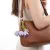 Tulip Shape Keychain Pendant Leather Like Decorative Charm Elegant Flower Keyring  Car Interior
