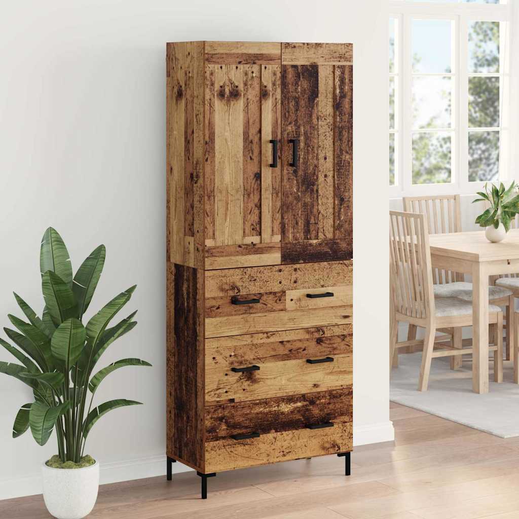 Highboard with Drawers 2 pcs Reclaimed Wood Look Particleboard