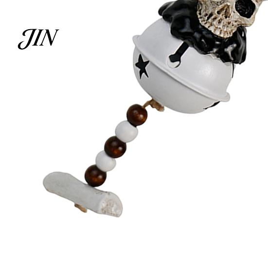 Durable Halloween Ornament Jingle Bell Ornament, Gothic Bull Skull/Angel Wings Hanging Decoration for Tree, Party Home Decor Seasonal
