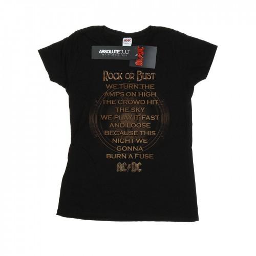 AC/DC Womens/Ladies Rock Or Bust Lyrics Cotton T-Shirt