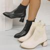 Fashion Female Ankle Boots Black Leather Footwear Short Shoes for Women Elegant with Medium Heels Sock Booties Spring Autumn Waterproof