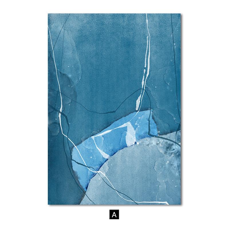 Blue Marble Nordic Poster Modern Wall Art Canvas Print Abstract Line Painting Decorative Pictures for Living Room Home Decor