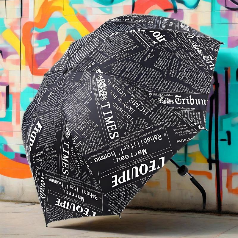 Creative Newspaper Triple Folding Umbrella Manual Umbrella Male Sunny Rainy Dual-use Umbrella UV Protection Sun Umbrella Female