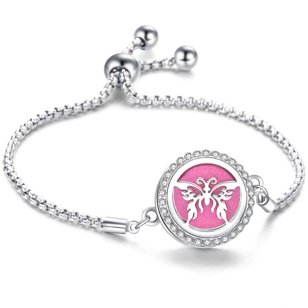 Браслет с полой банкой из титановой стали с бриллиантами, дерево жизни, регулируемый размер для духов