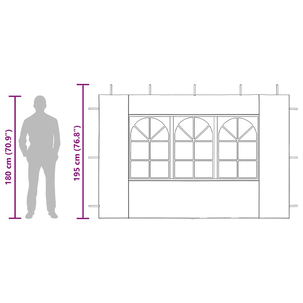 Party Tent Side Walls 2 pcs with Windows PE White