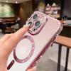 Bling Crystal Lens Film Phone Case For iPhone 16 15 11 12 13 14 Pro Max Plus For Magsafe Magnetic Wireless Charging Clear Cover
