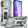 For Samsung Galaxy A06 4G Case Kickstand Slide Lens Lid PC+TPU Drop-Proof Phone Cover