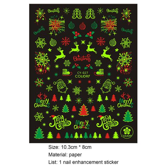 1 Sheet Nail Sticker Christmas Theme Design Long-Lasting Eco-Friendly Snowflakes Nail Polish Stickers