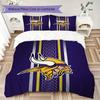 Minnesota Vikings Pattern Bedding uilt Set uilt Cover Pillowcase Home Decoration Birthday Gift (1*duvet cover + 2*pillowcase without core)