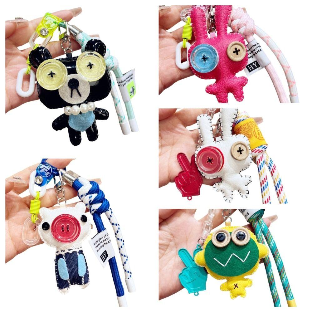 PU Cartoon Keychain Button Eye Dolls Pendant Creative Bag Accessories Bag/key Decor