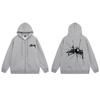 Unisex Hooded Zip-Up Sweatshirt Oversized Cotton Long Sleeve Casual Pullover