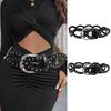 Adjustable Cowgirl Waist Belt Hollow Out Rivet Waist Belt PU Leather Waistbands  Dress Decoration