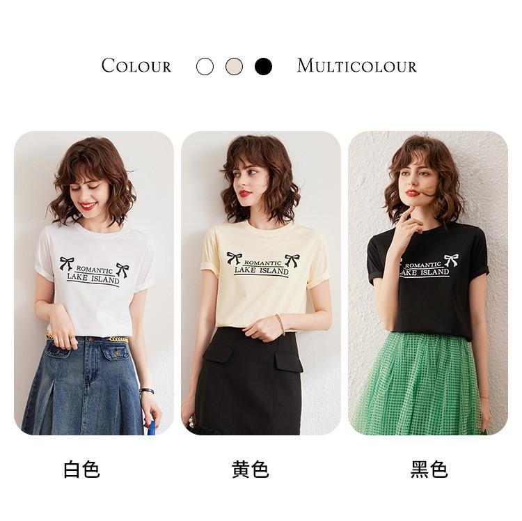 Fashion casual printed round neck short sleeved women's T-shirt