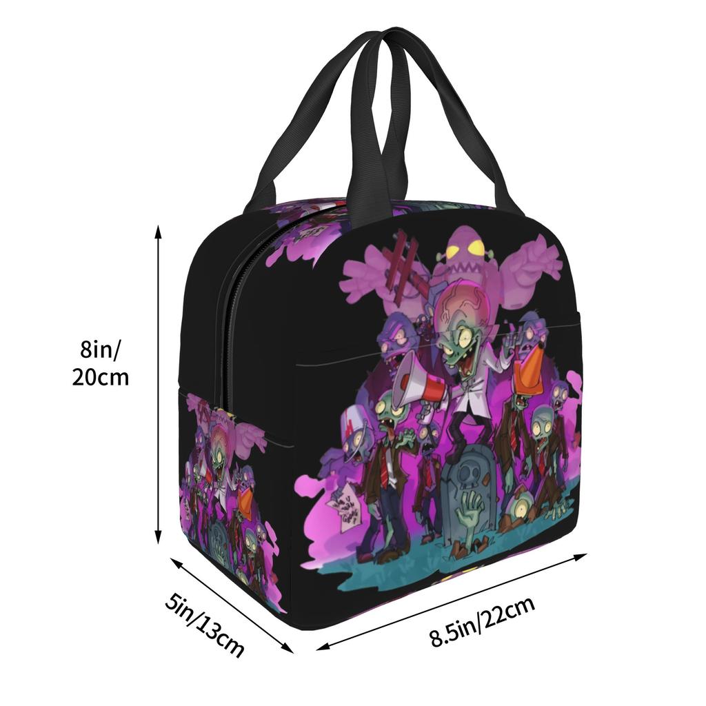 Custom Plants Gaming Zombies Insulated Lunch Bags Women Men Video Game Portable Cooler Thermal Food Lunch Box Work School Travel