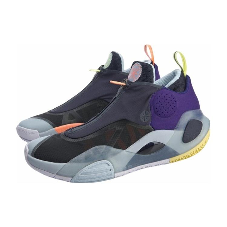 Li Ning All City 8 V2 All City8 Амортизирующие Баскетбольные Кроссовки Средней Высоты Мужские Темно-Синие ABAQ023-8