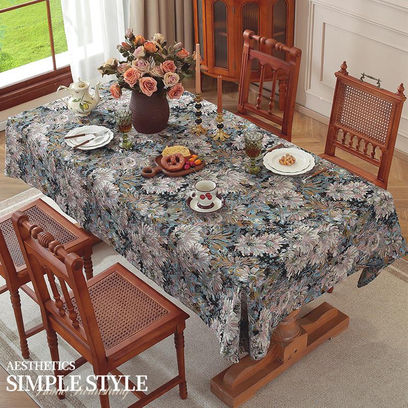 1pcs French Retro Oil Painting Tablecloths Ins Style High-end Light Luxury Dining Table Cover Dust Proof Coffee Table Cloth Living Room Decoration