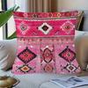 Boho Moroccan Pillow Cover Vintage Hot Pink Geometric Pattern Soft Throw Pillow Case For Ethnic Bohemian Home Sofa Decor Gift