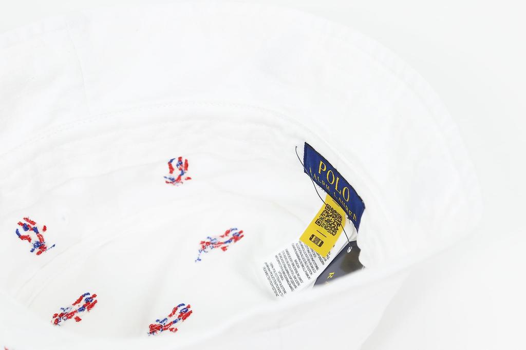 (Поло Ральф Лорен) Мужская и женская хлопковая панама с вышивкой «Мульти-пони» 01080039 размер LXL БЕЛАЯ [Б/У]