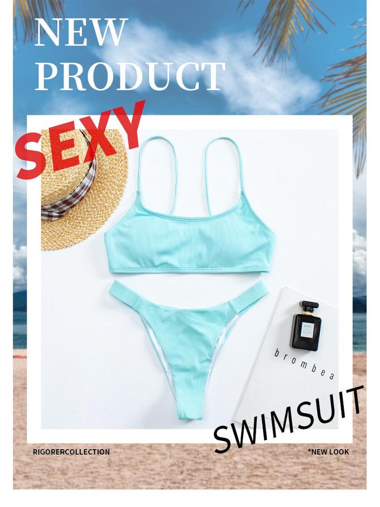 Новое европейское и американское женское сексуальное однотонное раздельное бикини