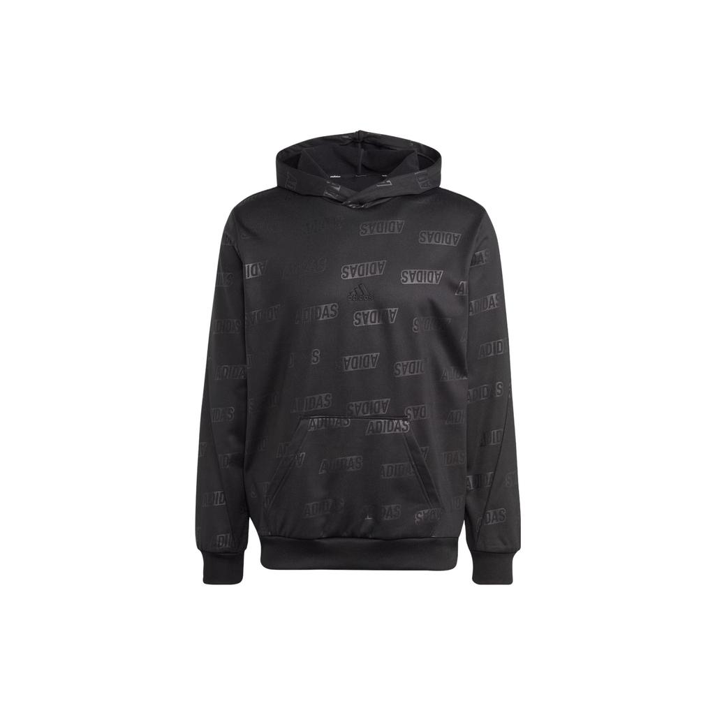 Adidas Embossed Polar Fleece Hoodie With Letter Logo Print Long Sleeve Hooded Sweatshirt Men Hoodies Black IJ6435