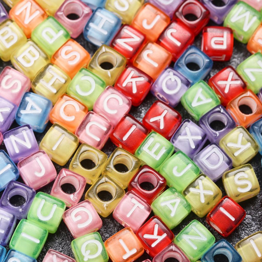 Мода 80 шт 6 мм Акриловый куб Материал Квадратная буква Сосновые бусины Ручной работы Браслет Изготовление ювелирных изделий Аксессуары DIY