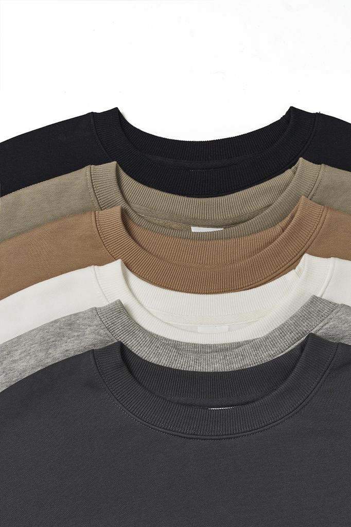 Men's Fleece Sweatshirt 380g Heavyweight Crewneck Pullover Loose Fit Warm Solid Color Premium Streetwear