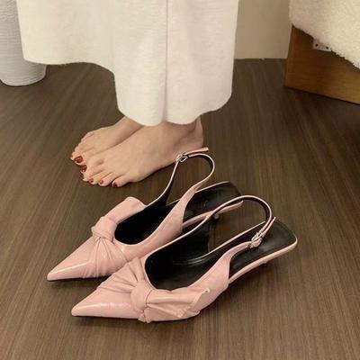 Леопардовый заостренный носок бант женские туфли высокие каблуки босоножки элегантные летние мюли дизайнерские туфли для вечеринок женские сексуальные туфли-лодочки