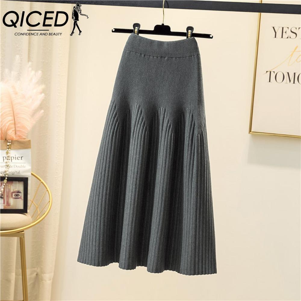 QICED Женская Мода Повседневная Однотонная С Принтом Летняя Весенняя Юбка