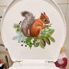 Pine Branch Squirrel Bathroom Toilet Waterproof Wall Stickers Funny Toilet Seat Sticker Decoration