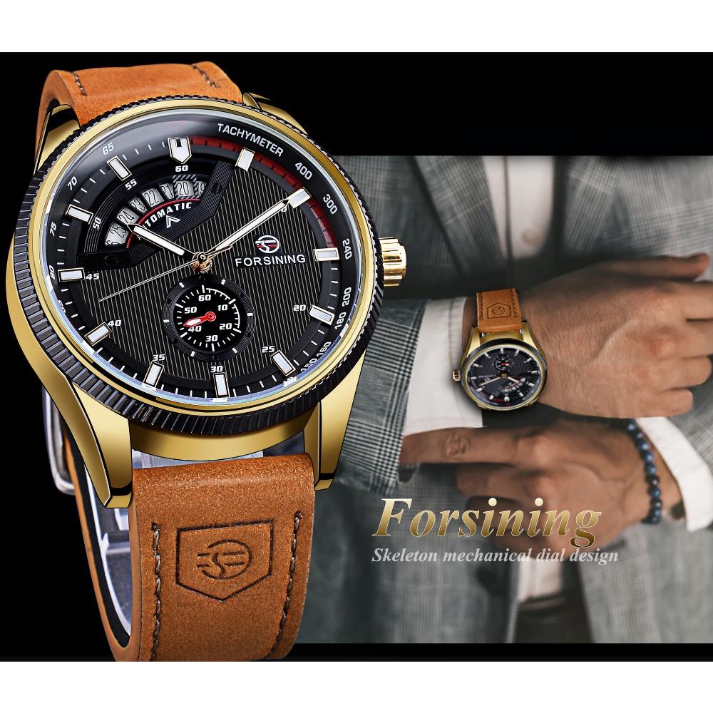 Forsining Стиль, мода и отдых, автоматические механические часы с полым гоночным циферблатом