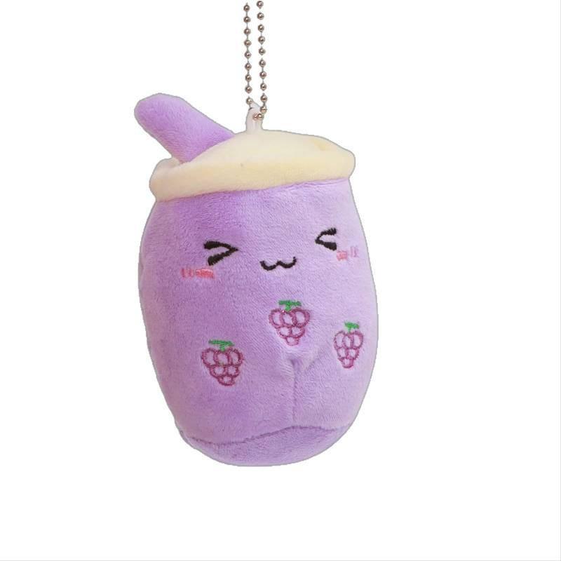 Cartoon Panda Cute Rabbit Fruit Milk Tea Cup Plush Toy Pendant Keychain For Kids