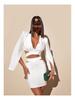 Chic European & American Women's White Long-Sleeve Dress Suit