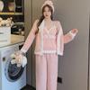 Women's Autumn/Winter Pajama Set with Flannel Robe, Suspenders, Trousers, and Matching Headband
