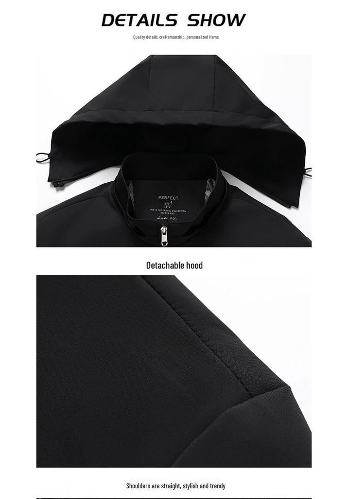 Men's 26-Year Spring & Autumn Hooded Jacket in Sealed Milk Silk for Middle-aged & Elderly