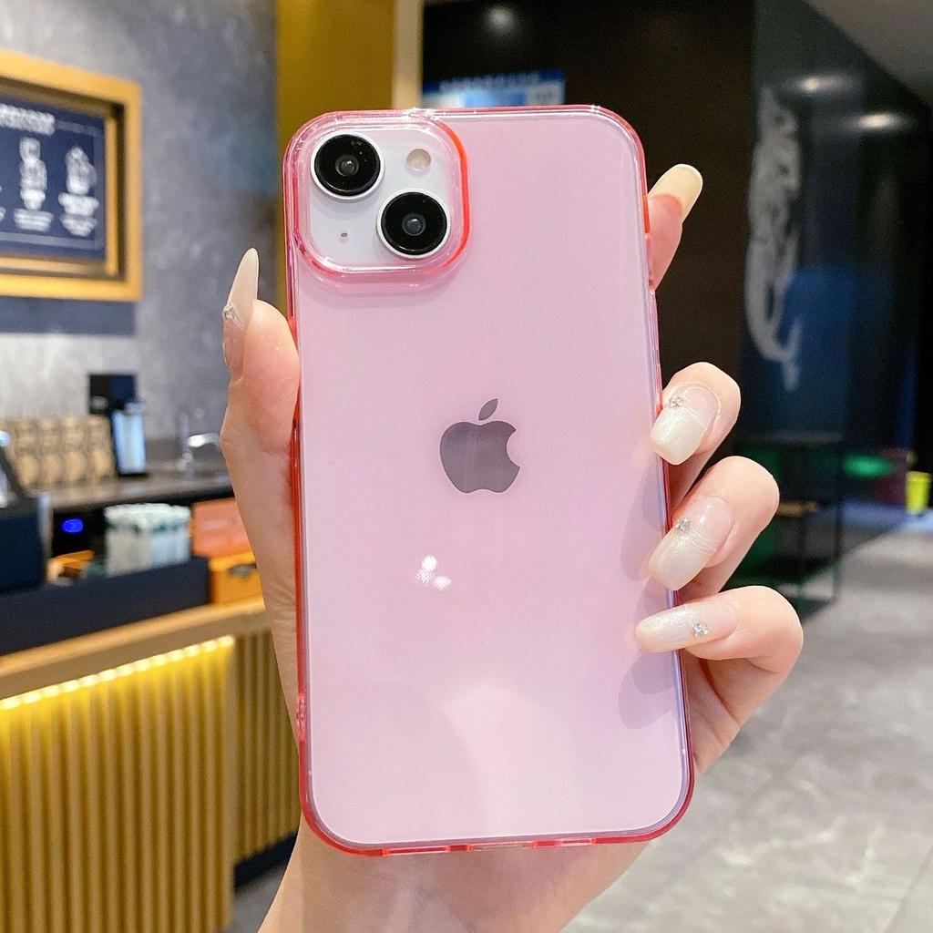 Мягкий прозрачный чехол для телефона конфетного цвета для iPhone 16 15 14 13 12 11 Pro X XS Max XR 8 7 Plus Mini Прозрачный противоударный бампер
