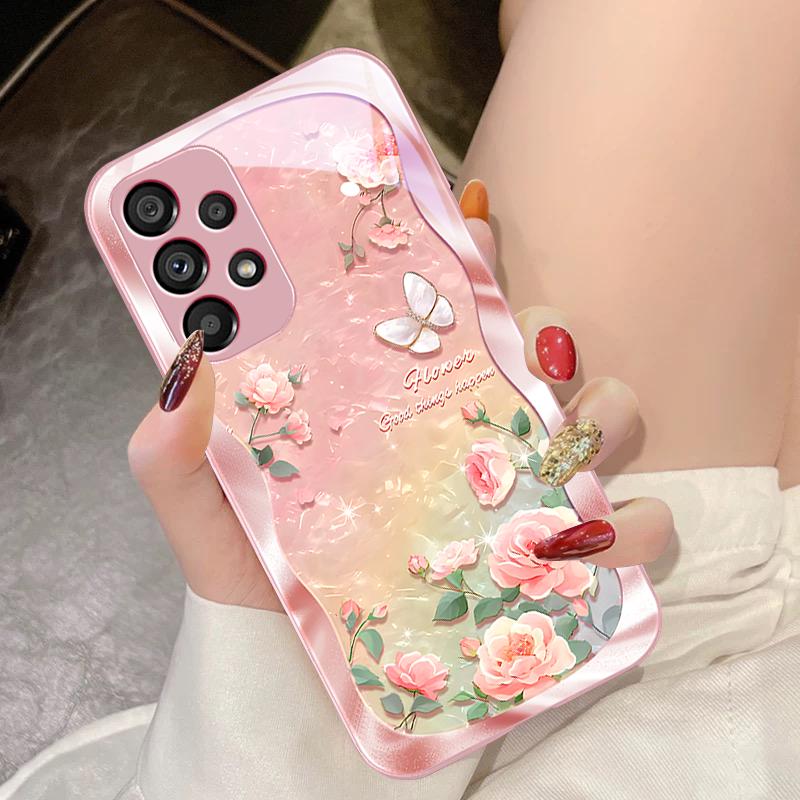 Чехол-бабочка с пыльцой для Samsung Galaxy S10 4G S20 11E 30 S21 21Fe 22 S24 Pro S23 Ultra 5G S8 S9 Закаленное стекло чехол для телефона