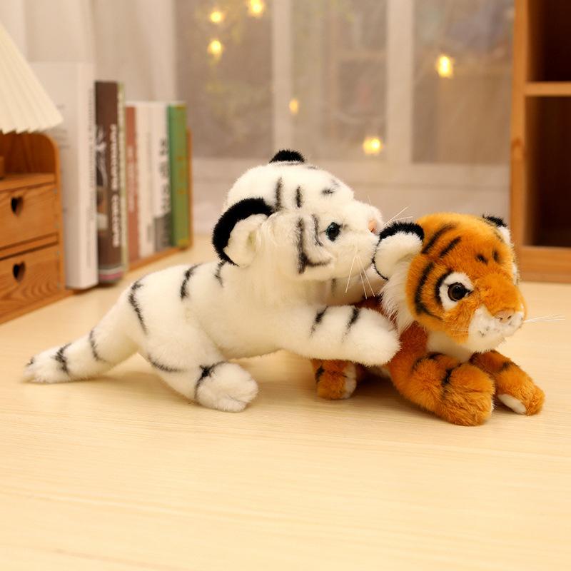 Simulation Little Tiger Doll Cute Sitting Position White Tiger Plush Toy Doll Children's Rag Doll Sleeping Pillow Gift