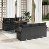 7-piece Garden Sofa Set with Black Poly Rattan Cushions, 2-seater Garden Sofa with Storage and Cushions 3358018