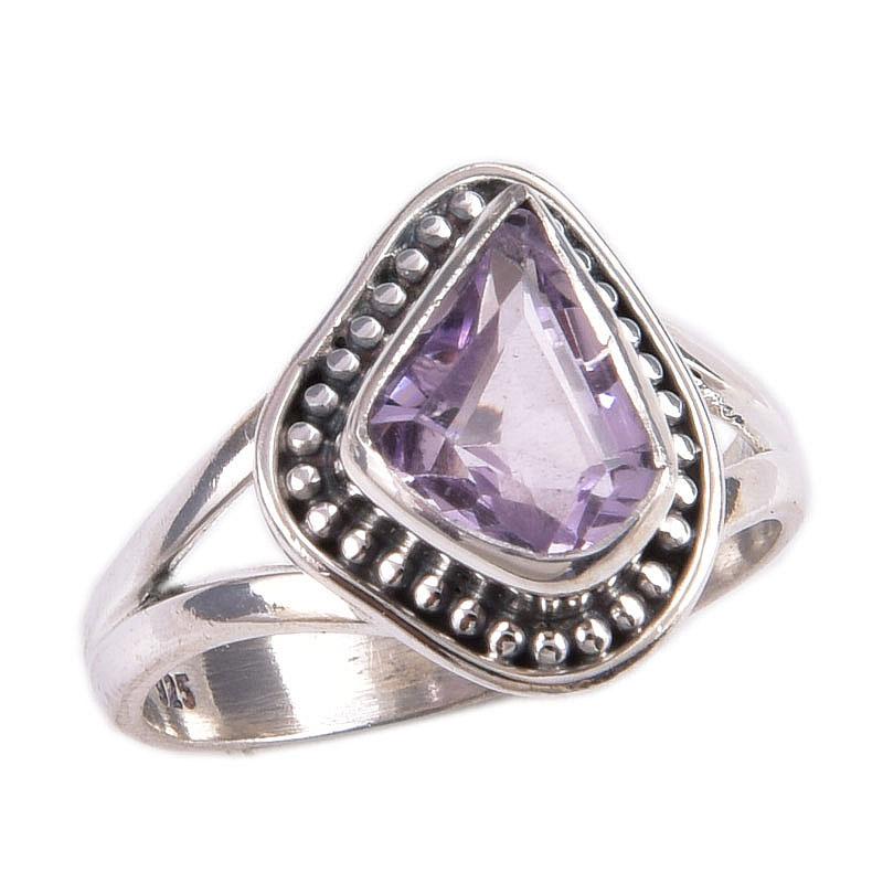 Natural Pink Amethyst Gemstone Handmade 925 Solid Silver Jewelry Ring S.7 d0y91