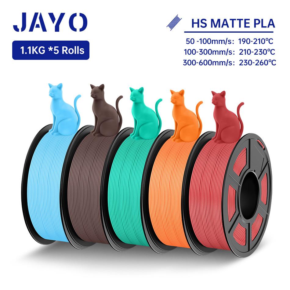 JAYO High Speed PLA matte 3D Filament 1.75mm PLA 3D Printer Filament 5Rolls/set Neatly Wound Matte Effect 3D Printing Materials