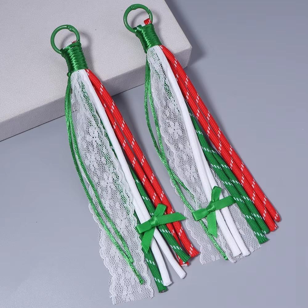 2Pcs Lace Braided Braided Keychain Colorful Design Bow Pendant Keyring For Phone Accessory