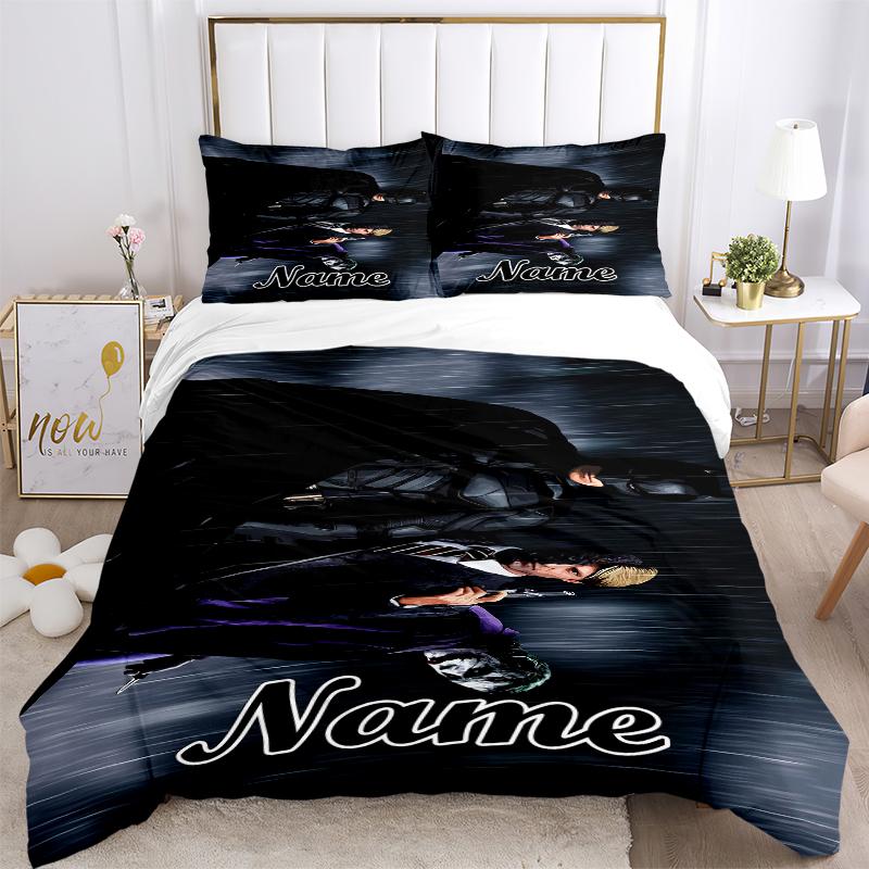 Custom Textile Batman Thunder Bedding 3 Piece Set HD Print Duvet Cover Pillowcases for Teens Adult Bedroom Decoration