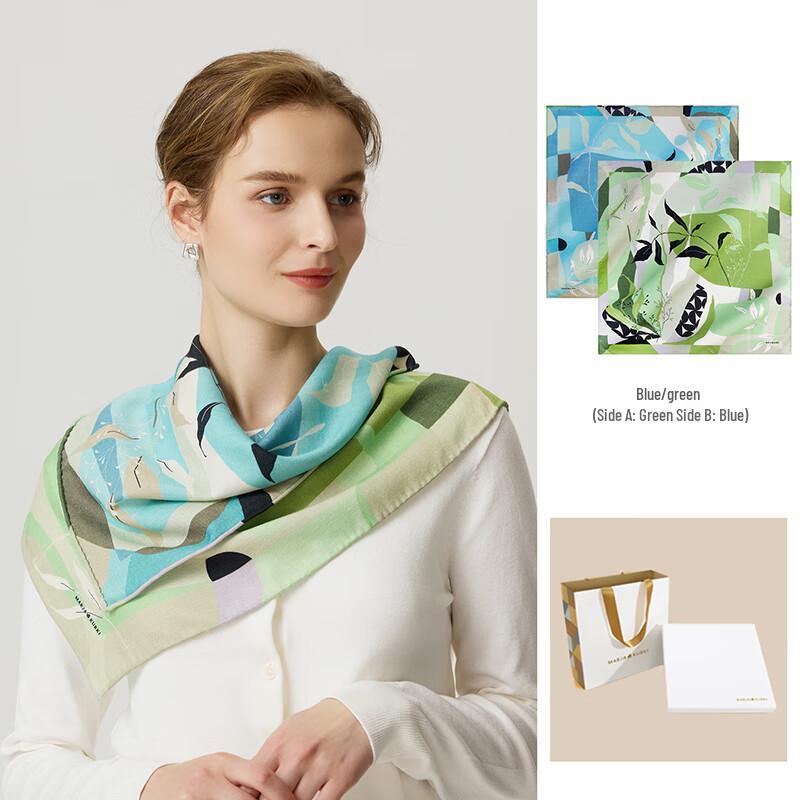 MARJA KURKI Double-Sided Botanical Print Square Scarf