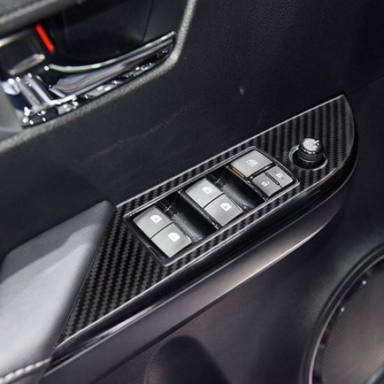 4pcs Carbon Fiber Car Inner Door Button Frame Cover For Toyota Hilux 2015-