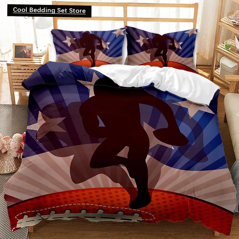 Футбольный комплект постельного белья Футбол с огнем Комплект постельного белья для подростков Футбольный комплект постельного белья Double Queen King Size из полиэстера